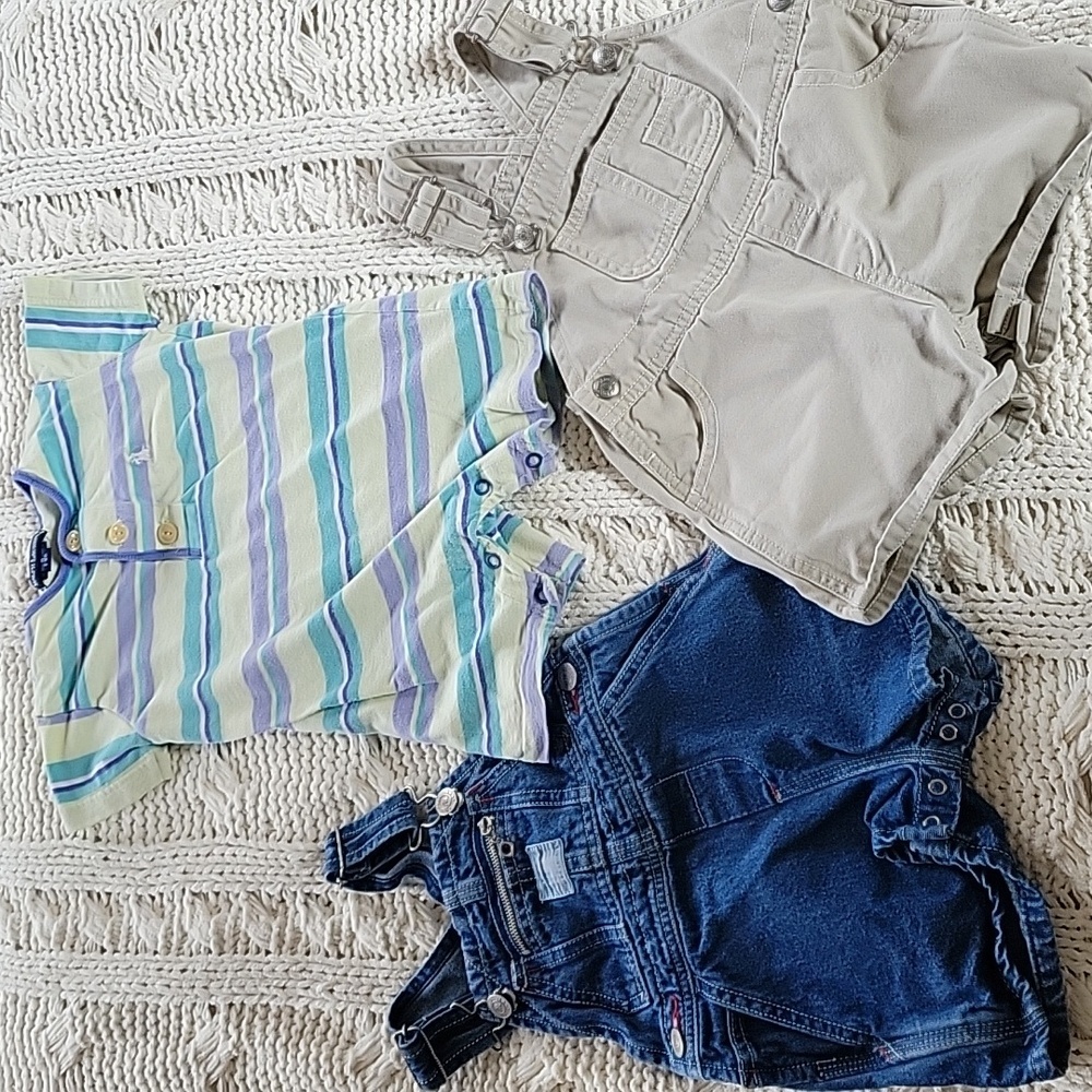 Polo Ralph Lauren‎ Bundle Denim Overalls Onesie Gap Khaki Overalls 6-12 Months